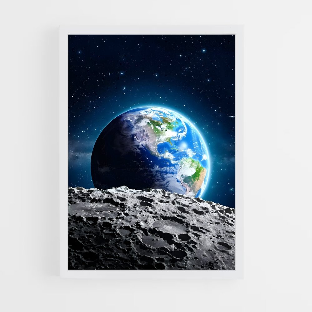 Poster Terre de la Lune – affiche Système solaire (vue 3)